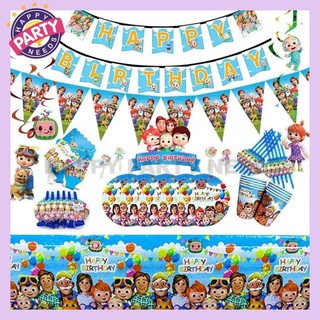 Coco melon Design Theme Cartoon Party Set Tableware Birthday Party Decoration For Children Party