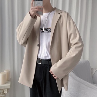 High Quality Hong Kong Style Suit Men's Fashion Trend Handsome Jacket Student Apparel All-matching Coat Blazer Men Formal Loose Black Coat