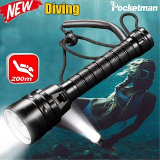 5 * T6 Diving LED Flashlight Torch Flashlight Torch 200M Underwater Tactical Waterproof Professional Diving Flashlight Lamp