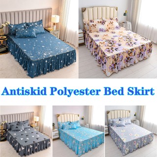 (COD) Double Bed Antiskid Home Bed Skirt Bed Cover 100% Polyester Soft Cotton 150*200cm Queen Size Korean Style (1)