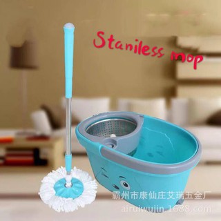 (Stainless) Spin Mop Microfiber Rotating Head with drain
