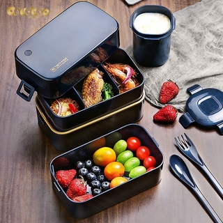 【Manila In Stock】Double-layer Lunch Box 0.85L/1.5L Large Capacity Sealed Leak-proof Bento Box for Microwave Oven Heating