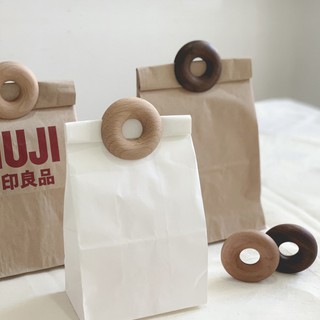【CD home decor】MUJI Black Walnut Wood Donut Sealing Clip Multifunctional Round Food Moisture-proof Dense Beech Wood Clip