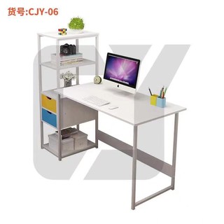 ATCHIESHOP Computer Desk Study Table Computer Table 2 Drawers 4 Tier Bookshelves Work Home Office