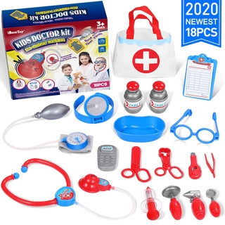 iBaseToy Set of 18PCS Kids Doctor Tools Pretend Play Role Play Tools Kit Nursing Toy for Toddlers Boys Girls