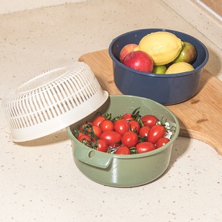Plastic vegetable storage washing basket 2 Layer Kitchen Fruit shaped Sink Colander Strainer (3)