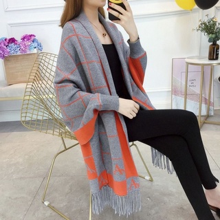 Autumn And Winter New Shawl Female 2021 Loose Warm With Sleeves Knitted