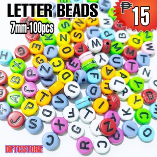100pcs Letter beads round mixed color (random letters) A-Z Set