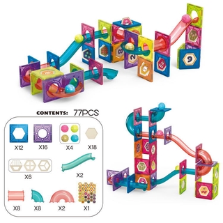 Color window magnetic piece building blocks assembled ball pipe track educational toy