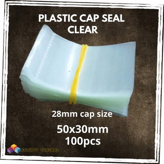 50 X 30mm Plastic Cap Seal -Clear 100pcs for Pet bottles/Gin/Litro Bottles fits 28mm diameter cap