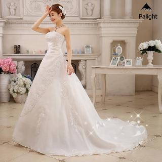 Lace Wedding Dress Sleeveless Backless Bridal Formal Wedding White Dress Tail Wedding Dedication Dress (2)