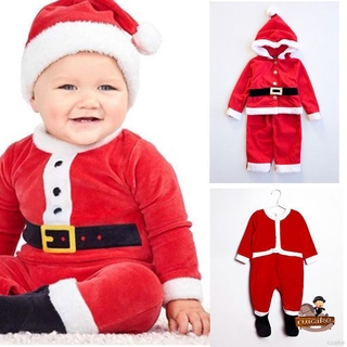 ruiaike 3PCS/set Christmas Newborn Romper Clothes Baby Girl Christmas Costume Santa Claus Hat Suit