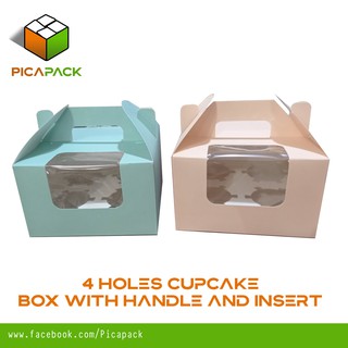 [PH Based]4 Holes cupcake Box with handle, pastry box for muffins baked goodies brownie box