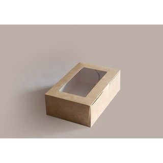 Stellar Cake Box with Reg Window (20 pcs) 6x9x3" Brown Kraft or White (2)
