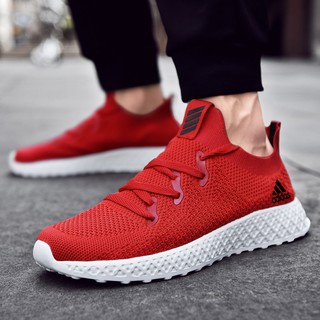 Adidas Large Size Men's Shoes Sports Shoes Breathable Fly Woven Mesh Shoes Outdoor Training Shoes Running Shoes Lightweight Jogging Shoes Casual Fashion Black Shoes 39-46 (8)
