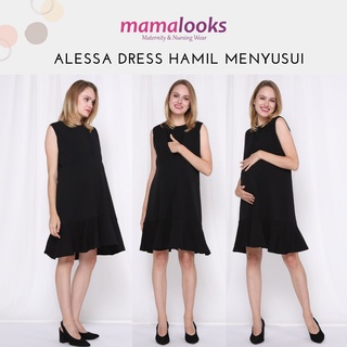 Mamalooks Pregnant Tunic Dress Breastfeeding ALESSA Black