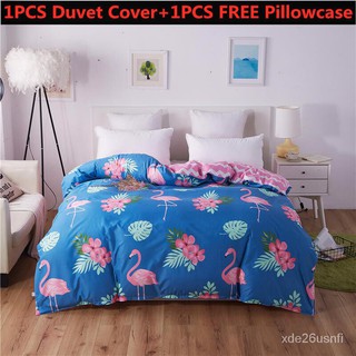 1PCS Cotton Duvet Cover +1PCS FREE Pillowcase Comforter Quilt Blanket Case with Zipper Full Queen Ki