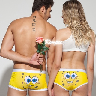 ✷♧□2 sets of cartoon couple underwear SpongeBob men s underwear boxer shorts for female students Kor