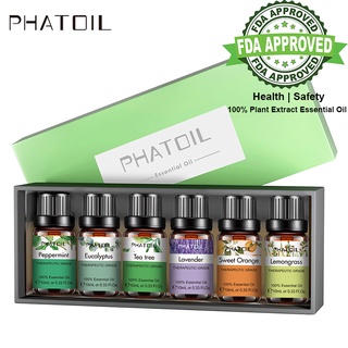 Essential Oils Set PHATOIL 10ml Pure Essential Oils For Humidifier Aromatherapy | 6PCS/Gift BOX
