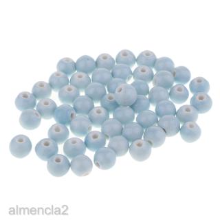 50x Vintage Round Ceramic Porcelain Loose Beads DIY Spacer Bead Light Blue