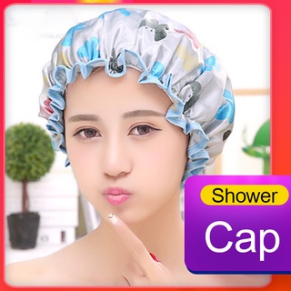 【COD】Korean shower cap double-layer waterproof adult female cartoon cute thick oil-proof satin cloth bathroom bath shower
