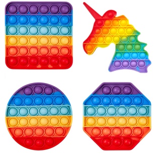 Pop It Fidget Rainbow Push Bubble Fidget Toys Popit Stress Relief Toy (1)