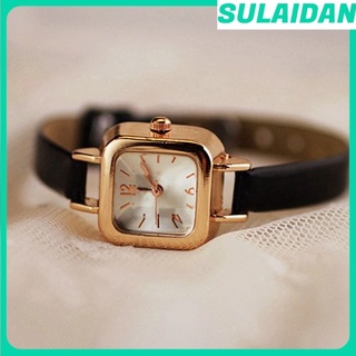 Slim Faux Leather Strap Square Dial Analog Quartz Wrist Watch Gift