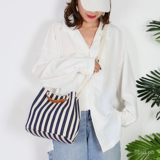 Brand Cloth Bag Striped Canvas Bag Women's New Canvas Shoulder Bag Handbags for Moms Big Bag Large Capacity Canvas Bag