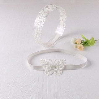 BB Cute 2x Baby Headbands Elastic Hair Accessory Photography Props White Lace Bow (5)