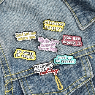 Quote Lapel Pins Inspirational Enamel Pin Cool Girl Badges Brave Inspiring Quotes Brooches