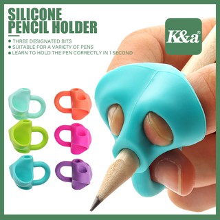 K&A 3pcs Children Writing Pencil Pen Holder Kids Learning Practise Silicone Pen Aid Grip