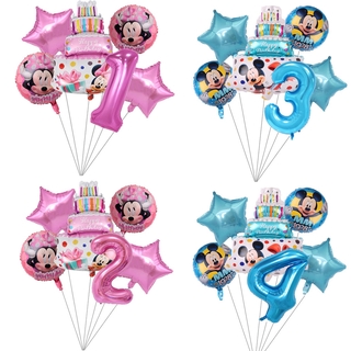 6PCS/set 18inch Mickey Minnie Mouse Cake Foil Balloon Cartoon Birthday Party Decorations Kids Baby Shower Party Baloon Toys