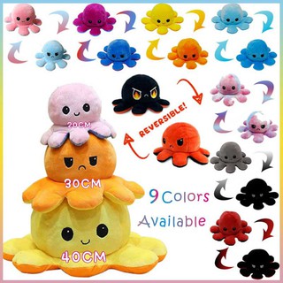 20cm Octopus Doll Plush Patung Sotong TikTok Reversible Stuffed Angry Flip Cute Bipolar Mood