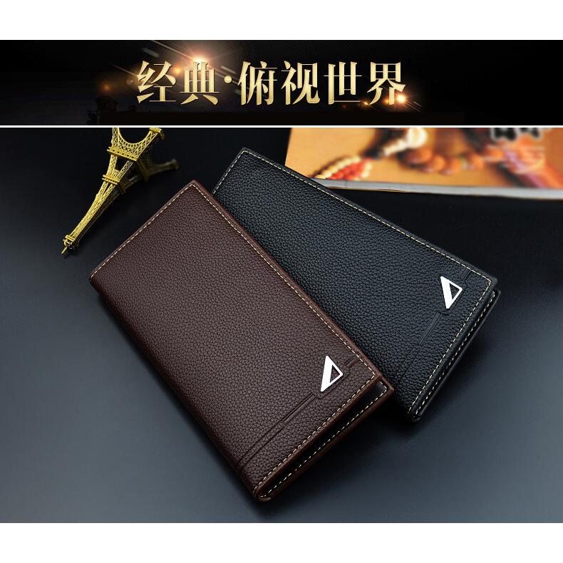 Men's long multi-card position thin section fashion 3 fold soft large capacity wallet (6)