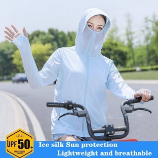 Summer thin sunscreen clothes solid color long-sleeved UV protection ice silk breathable jacket women