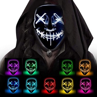 ☛Cosplay the Up Wire Purge Mask Costume Halloween Light Scary Led Fluorescent Halloween Mask LED Light Up Party Masks ☛DreamH