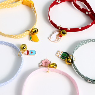 pets►✐[Ready Stock]Pet cat dog safety buckle collar with bell tag candy color avocado pendant acces