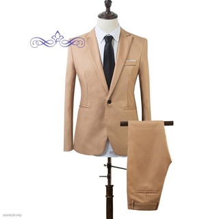 【ins】♨✲◕VK 2 PCS Men Slim Fit Formal Business Tuxedos Suit Coat Pants Party Wedding Prom @PH