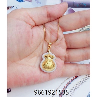 Lucky jade Thailand gold MONEY PAO necklace