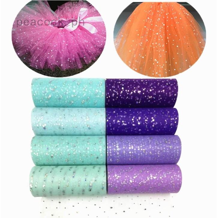 25yards 6 Inch Soft Solid Color Tulle Wedding Tulle Glitter Tulle DIY Tulle Fabric Craft Star Style