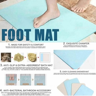 (BOS)Natural Diatomite Foot Pad Non-slip Water Absorbing Quick-Drying Bathroom And Kitchen Foot Pad