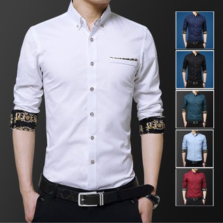 [M-5XL] Kemeja Lelaki Men Business Shirts Casual White Shirt Korean Slim Fit Long Sleeve Formal Shirts Baju Fashion