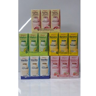 Binggrae Flavored Milk Drinks (6 per pack) Banana,Strawberry, Melon,Vanilla,Lychee&Peach