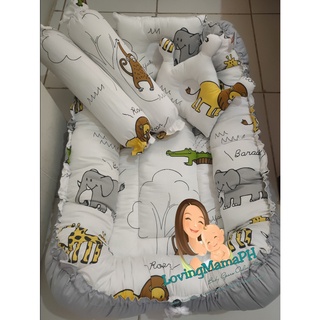 Baby Nest Crib Nest Safari Animals 100% Pure Cotton Mall Quality (Firm Type)