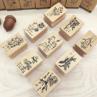 【COD】 Cute Flower & Plant Theme Wooden Stamp for Scrapbooking Stationery DIY Craft (1)