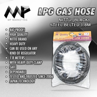 MP Marketing High Quality LPG Gas Hose Steel Belted 1.8M BLK (RAT PROOF)kitchen In stock