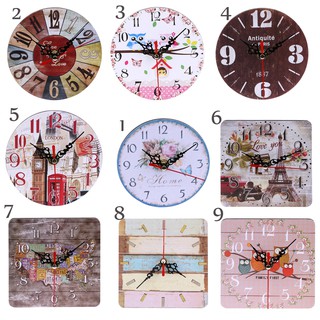 ♧Yves♧Antique wooden wall clock retro chic rustic garden decoration antique style wall clock