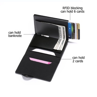 goodMen RFID Blocking Card Wallet with Buckle Single Box Card Holder PU Leather Aluminum Slim Mini M