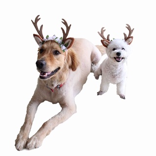 TAYLOR1 Reindeer Cat Accessories Cap Christmas Hat Costume Dog Headwear Elk Antler Dress Up Party Pet Supplies Xmas Outfits Hat for Small Big Dog Hair Grooming Accessories (6)