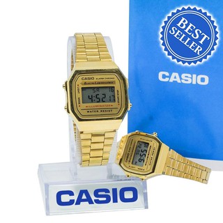 8T27 Casio Vintage A168 Gold Couple Watchgold ring gold earrings gold jewelry